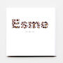New Baby Girl Leopard Print Personalised Card, thumbnail 2 of 2