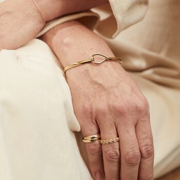 Chunky Tear Drop Bangle, 18ct Gold Vermeil, 3 of 5