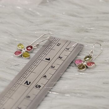 Mixed Pink Green Tourmaline Sterling Silver Earrings, 6 of 8