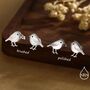 Cute Chickadee Bird Stud Earrings In Sterling Silver, thumbnail 6 of 11