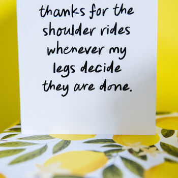 Personalised Funny “Shoulder Rides” Daddy/Mummy Card, 7 of 7