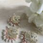 Pink Gold Plated Kundan Pearl Earrings And Tikka Set, thumbnail 1 of 4