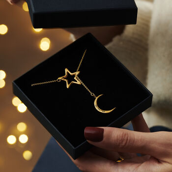 Personalised Moon And Star Lariat Necklace, 2 of 12