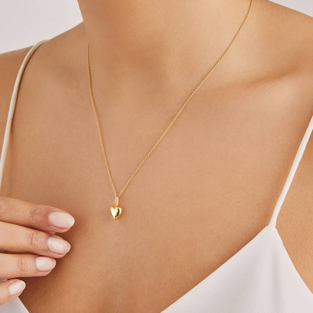 18K Yellow Gold Heart Shaped Ruby Diamond Halo Necklace – Long's Jewelers