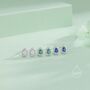 Sterling Silver Tiny Sapphire Blue Droplet Cz Halo Stud Earrings, thumbnail 8 of 12