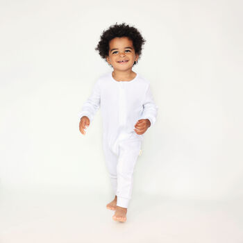 White Sleepsuit With Zip Ribbed Cotton 0 Three Y Old, 2 of 6
