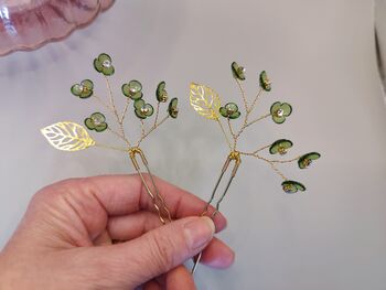 Emerald Green Bridal Hair Pin, 2 of 12