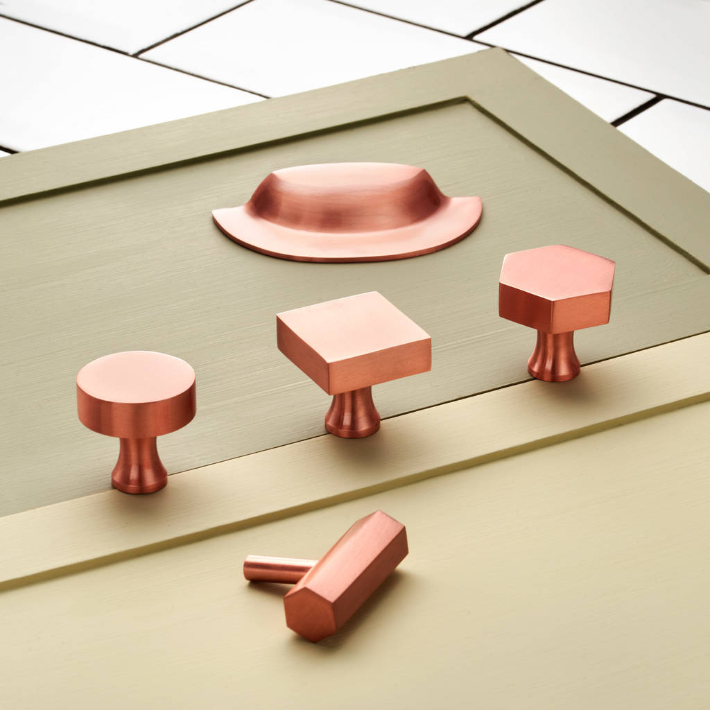 brushed brass copper cupboard door knobs by pushka home