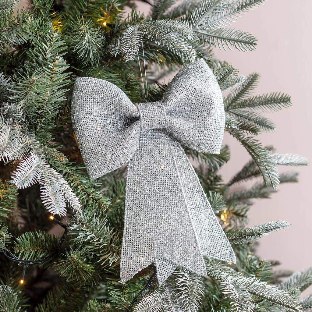 Glitter Bow Christmas Decoration By Lights4fun | notonthehighstreet.com