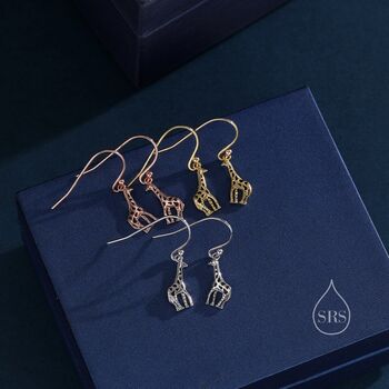 Giraffe Drop Hook Earrings In Sterling Silver, 3 of 11