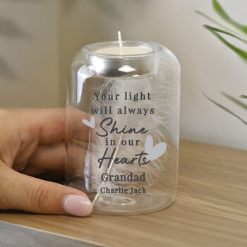 Personalised Memorial Feather Tealight Holder, 2 of 5