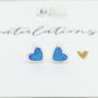 Mini Sterling Silver Blue Opal Heart Stud Earrings, thumbnail 3 of 9