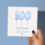 Personalised Blue Balloon 100th Birthday Card, thumbnail 1 of 6