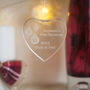 Engraved Glass Bauble Heart Shaped Festive Design, thumbnail 1 of 3