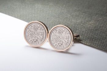 1956 70th Birthday Sixpence Coin Cufflinks, 3 of 4