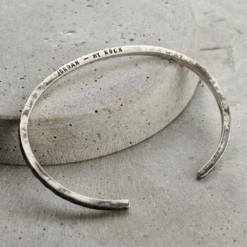Personalised Men’s Textured Silver Cuff, 2 of 4
