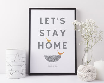 Let's Stay Home Anniversary Love Hygge Print, 4 of 9