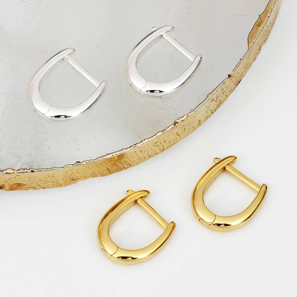 Gold Plated Or Silver Horseshoe Huggie Hoop Earrings By Hurleyburley