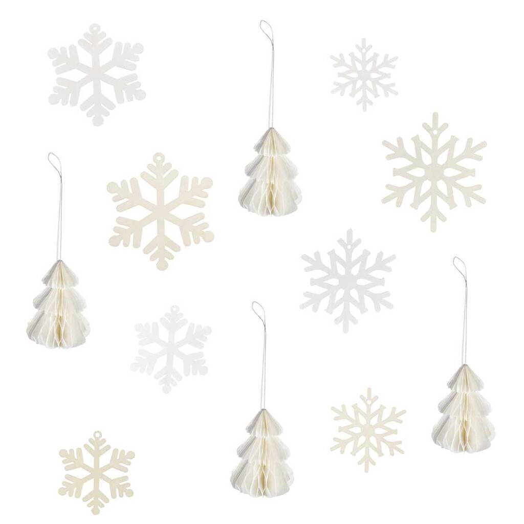 White Natural Christmas Tree Decorations X 12 By The Wedding of my Dreams