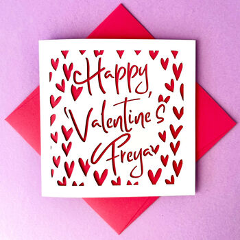 Papercut Hearts Personalised Valentine's Card, 2 of 4