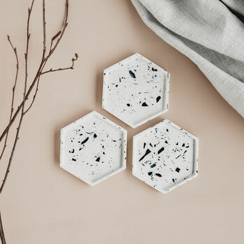 Terrazzo Mussel Shell And Eco Resin Hexagon Trivet, 3 of 4