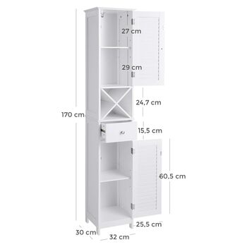 Tall Bathroom Storage Cabinet With Louvered Doors, 2 of 7