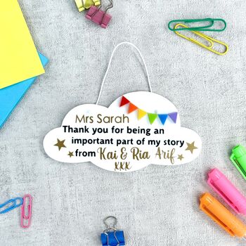 Thank You Personalised Teacher Gift, Cloud Keepsake, 3 of 6