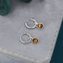 Sterling Silver Dangling Tiger's Eye Hoop Earrings, thumbnail 8 of 12