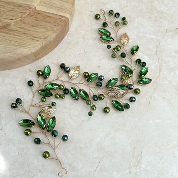 Peridot Green Crystal Hair Vine, 5 of 6