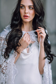 White Wedding Cape | Lace Bridal Cape With Hood, 4 of 12