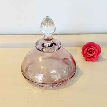 Vintage Decorative Pink Glass Crystal Perfume Bottle ~ 21, 3 of 4