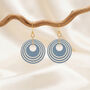 Blue And Cream Geometric Circular Earrings • Gold Plated Sterling Silver Hooks, thumbnail 1 of 10