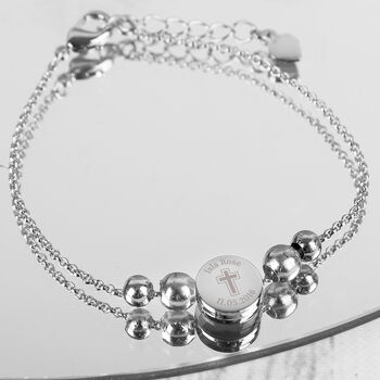 Personalised Silver Plated Cross Round Bracelet, 3 of 3