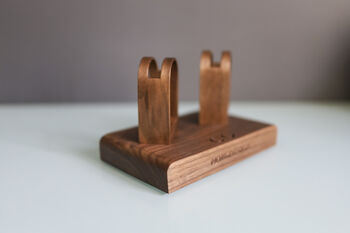 Luxury Walnut Double Glasses Stand Holder Personalised, 3 of 7