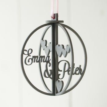 Romantic Personalised Wooden Bauble Decoration, 4 of 4