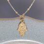 Gold Plated Sterling Silver Fatima Hand Necklace, thumbnail 3 of 6