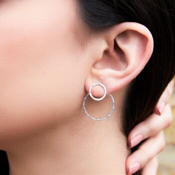 Double Hoop Sterling Silver Ear Jackets, 2 of 5