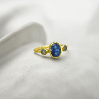 Gold Kyanite And Blue Chalcedony Ring, 3 of 6