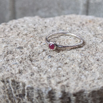 Raw Stone Silver Stacking Ring: Ruby, 6 of 11