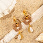 18 K Gold Plated Hoop Earrings With Flower And Pearl Drop, thumbnail 9 of 11