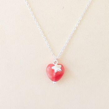 Silver Plated Pink Heart And Silver Star Necklace, 3 of 6