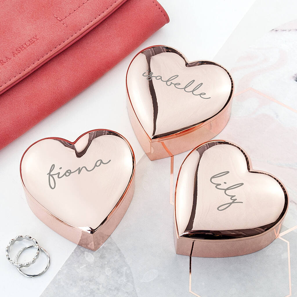 Rose Gold Personalised Heart Box, 1 of 3