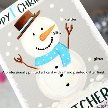 Personalised Snowman Baby 1st Christmas Card, 4 of 8