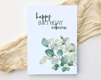 Personalised Adult Birthday Card Eucalyptus, 2 of 5