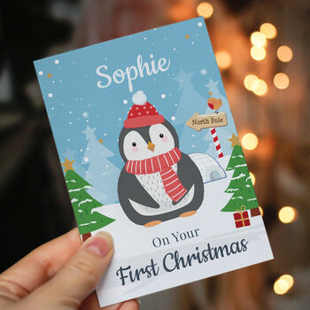 Personalised Christmas Penguin Card, 3 of 7
