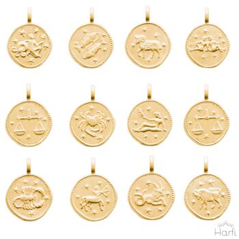 18ct Gold Plated Zodiac Sign Coin Necklace, 4 of 7