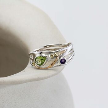 Silver Peridot And Amethyst Ring, 4 of 8