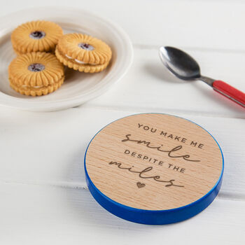 Engraved 'You Make Me Smile' Coaster For Friends, 4 of 7