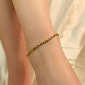 Golden Brass Braided Slim Foot Indian Payal Anklet, 4 of 5