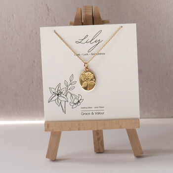 Lily Engraved Flower Personalised Pendant, 4 of 12